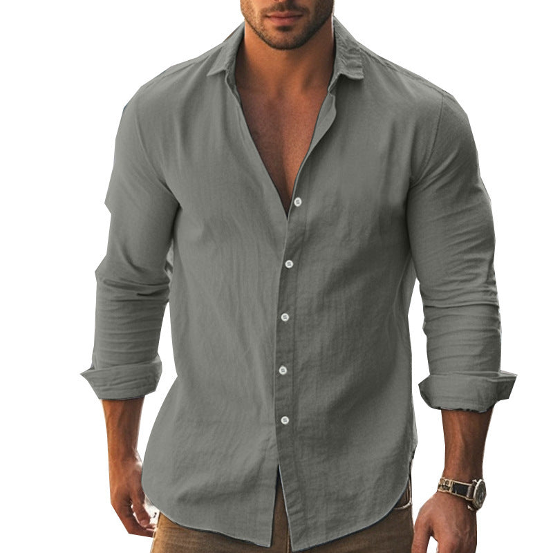 Herren Elegantes Langarmhemd mit modernem Kragen und hochwertiger Baumwollstruktur