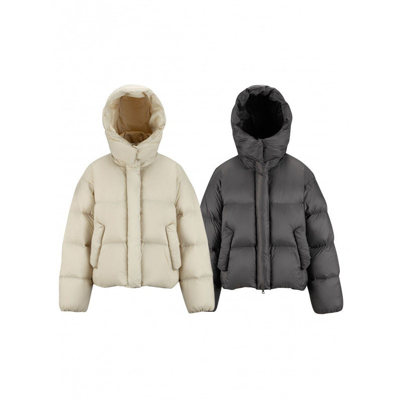 Damen Kurz gepolsterte Crop‑Steppjacke mit Volumen‑Kapuze und verdeckter Druckknopfleiste Shop Nory