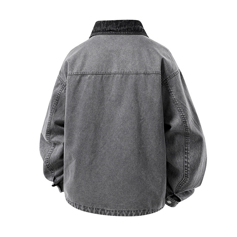 Herren Modische Denimjacke mit hohem Kragen und praktischen Taschen Shop Nory