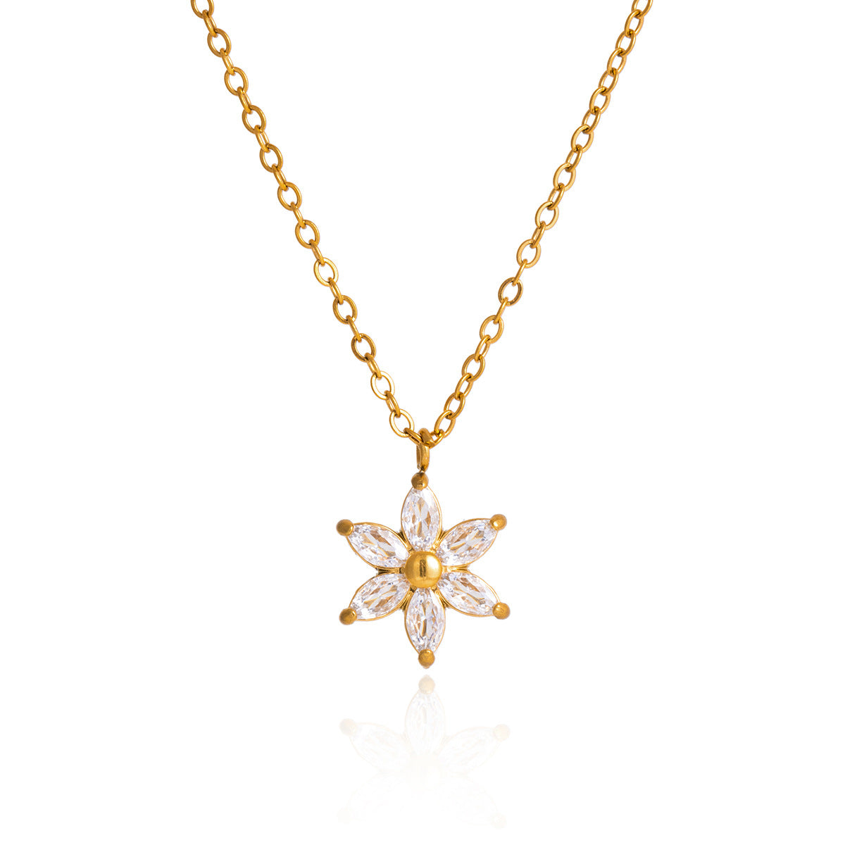 Damen Halskette mit stilvollem Blumenanhänger aus hypoallergenem Edelstahl Shop Nory