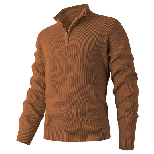 Herren Feinstrick‑Halbzip‑Pullover mit geripptem Mockneck und schlanker Passform Shop Nory