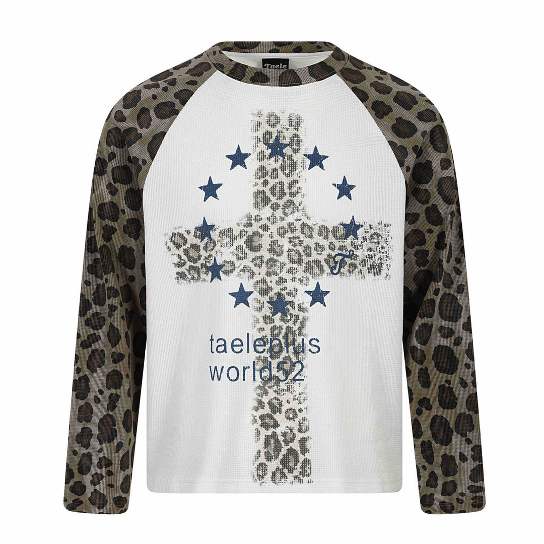 Damen Langarm-Thermo-Shirt mit Raglanärmeln und Leopard-Einsätzen Shop Nory