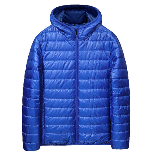 Herren Ultraleichte gesteppte Kapuzenjacke mit horizontaler Kammerschnitt‑Steppung und durchgehendem Reißverschluss Shop Nory