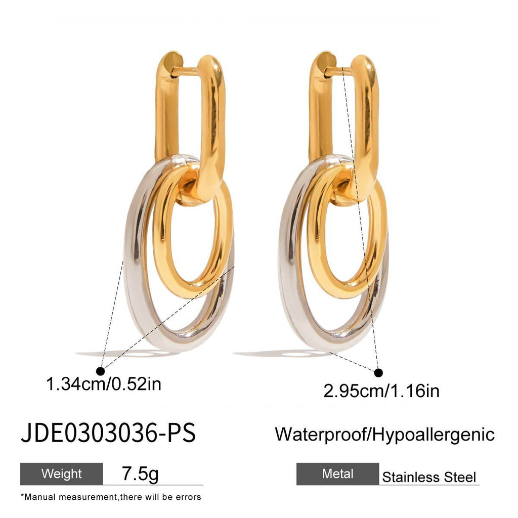 Damen Edelstahl Ohrringe mit modernem Doppelring-Design Shop Nory