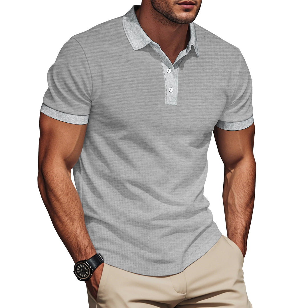 Herren nan elegantes Struktur-Poloshirt mit Kentkragen, kurzer Knopfleiste und atmungsaktivem Stretchjersey