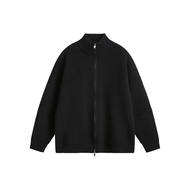 Unisex Grobstrick-Zipjacke mit Stehkragen und Zwei-Wege-Reißverschluss Shop Nory
