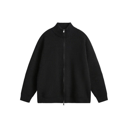 Unisex Grobstrick-Zipjacke mit Stehkragen und Zwei-Wege-Reißverschluss Shop Nory