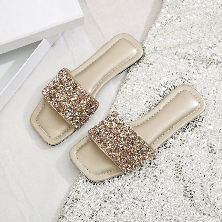Damen elegante Strass-Pantoletten Shopnory