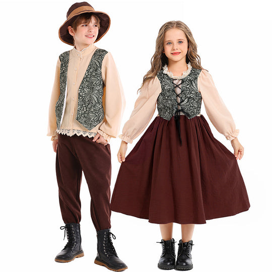 Unisex nan Kinderkostüm Set mit bestickter Paisley-Weste und Rüschenbluse Shop Nory