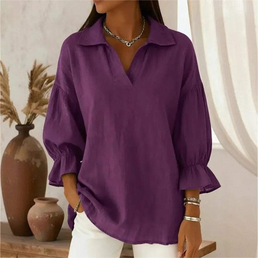 Damen Lässige und elegante Bluse mit weiten Ärmeln Shop Nory
