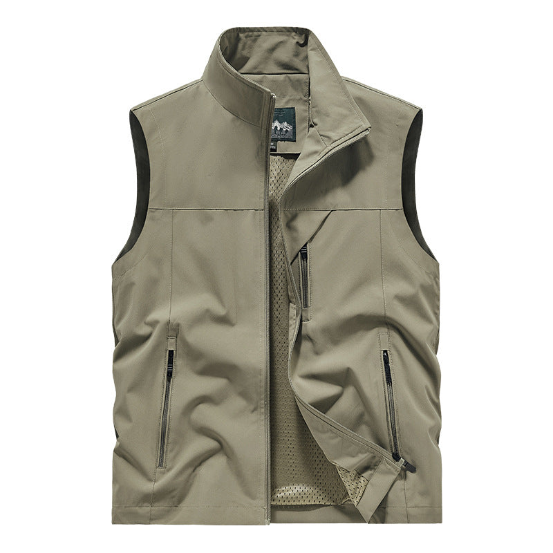 Herren Atmungsaktive Softshell-Utilityweste mit hohem Stehkragen, wasserabweisender Außenlage und mehrfachen Reißverschlusstaschen Shop Nory