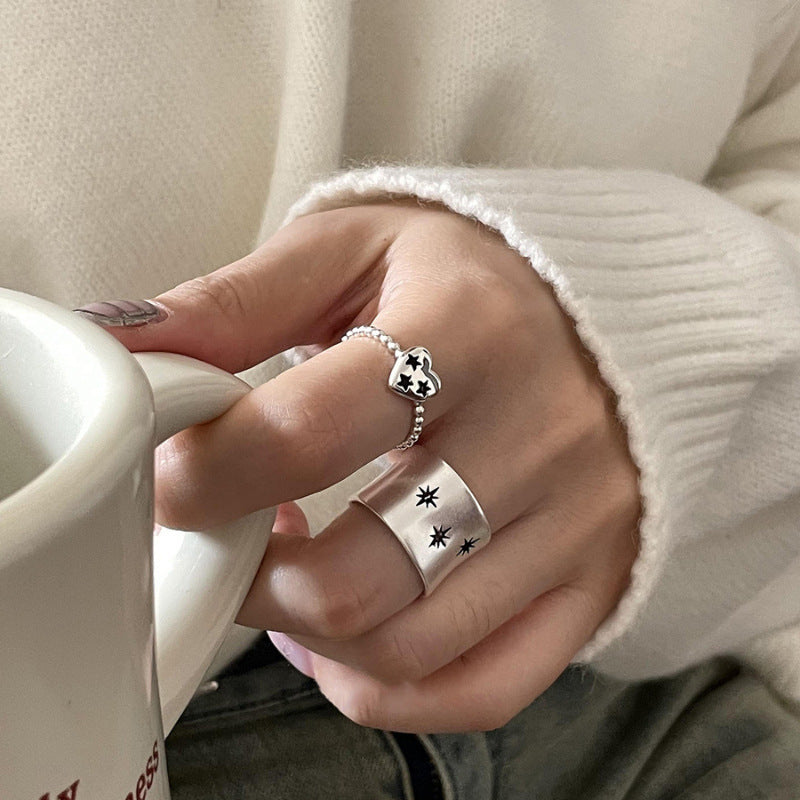 Damen herzförmiger Ring mit Sternen Shop Nory