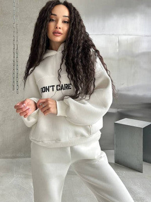 Damen Oversized Hoodie- und Jogginghose-Set aus French-Terry mit Statement-Print Shop Nory