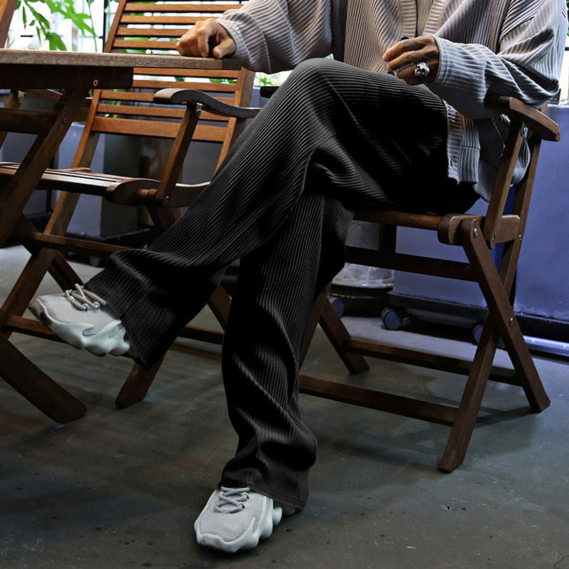 Herren Lässige gerippte Relaxhose mit weitem Bein, Tunnelzug & Eingrifftaschen Shop Nory