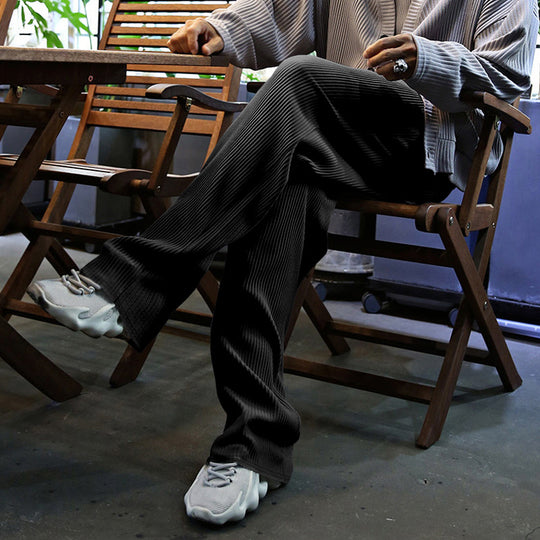 Herren Lässige gerippte Relaxhose mit weitem Bein, Tunnelzug & Eingrifftaschen Shop Nory