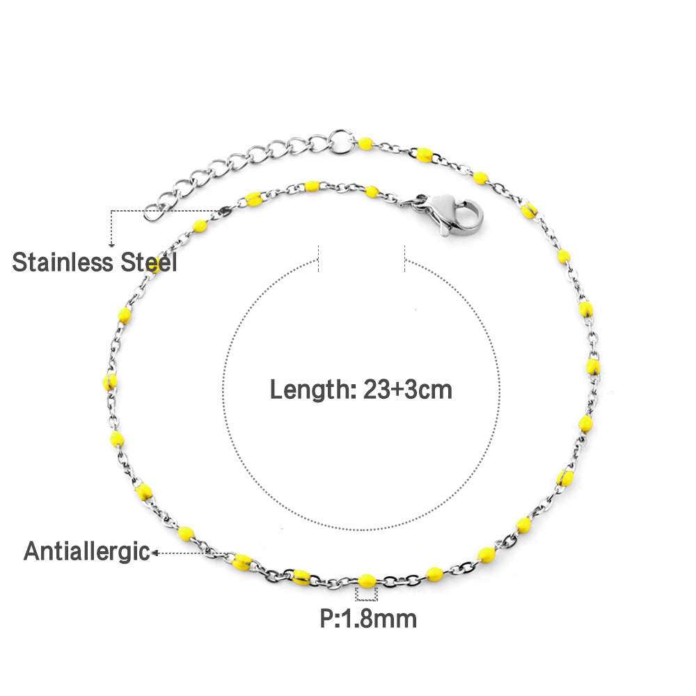Damen Edelstahl Fußkette mit antiallergischen Perlen Shop Nory