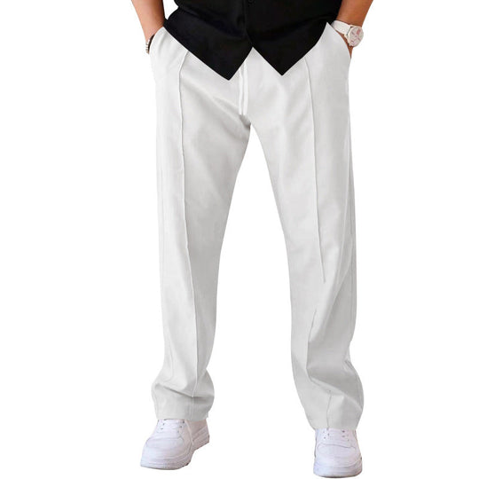 Herren elegante Freizeithose mit geradem Schnitt und klassischen Falten