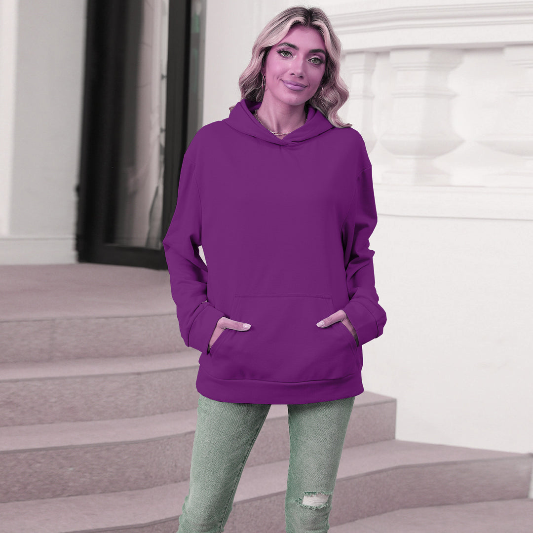 Damen nan weicher Oversize-Kapuzenpullover mit asymmetrischem Saum Kängurutasche und überschnittener Schulter Shop Nory
