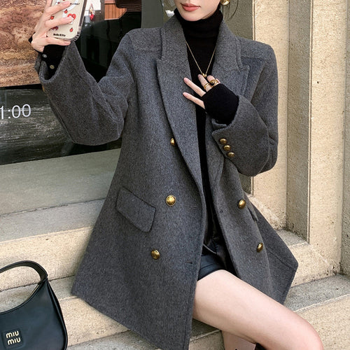 Damen Eleganter Wollmantel Shop Nory