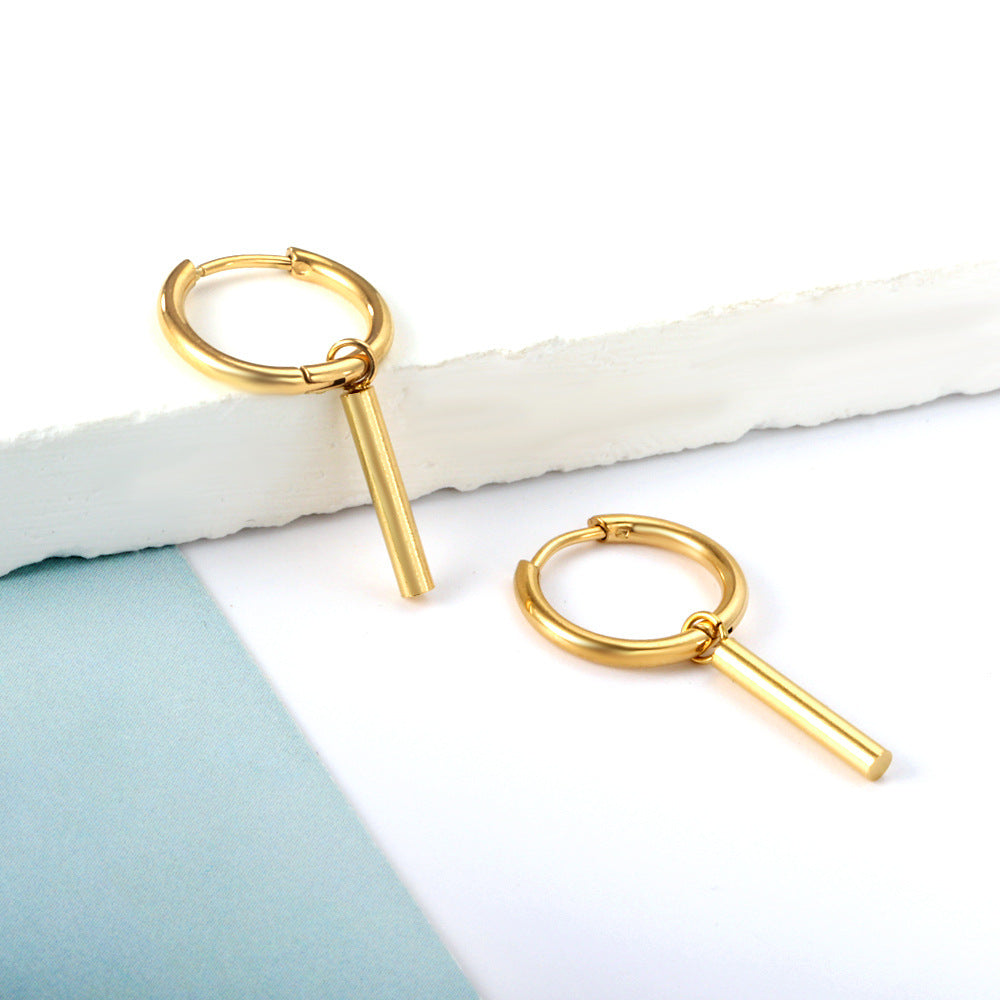 Damen Hängende Ohrstecker aus goldplattiertem Edelstahl mit elegantem Stabdesign Shop Nory