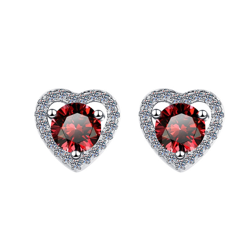 Damen Ohrringe mit herzförmigem Design und funkelnden Kristallen Shop Nory