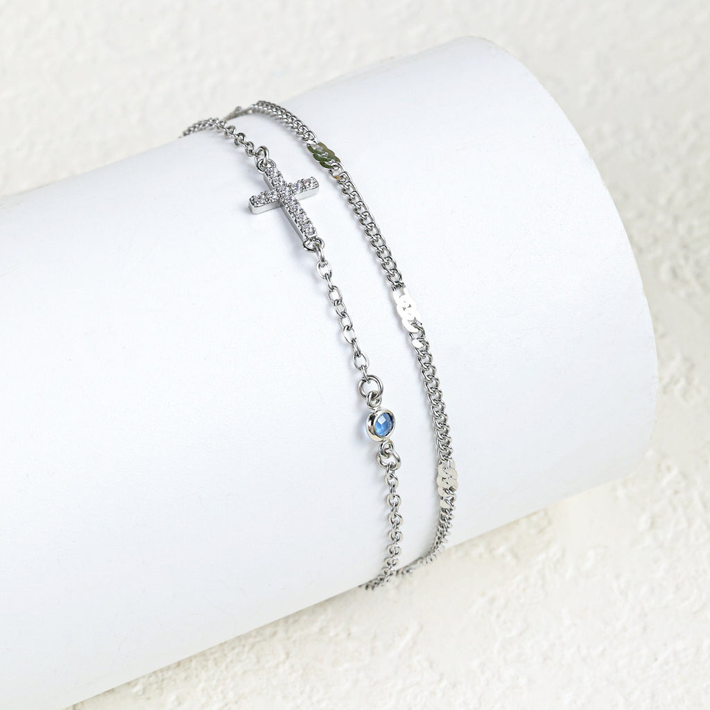 Damenarmband mit christlichem Kreuz und funkelnden Strasssteinen Shop Nory