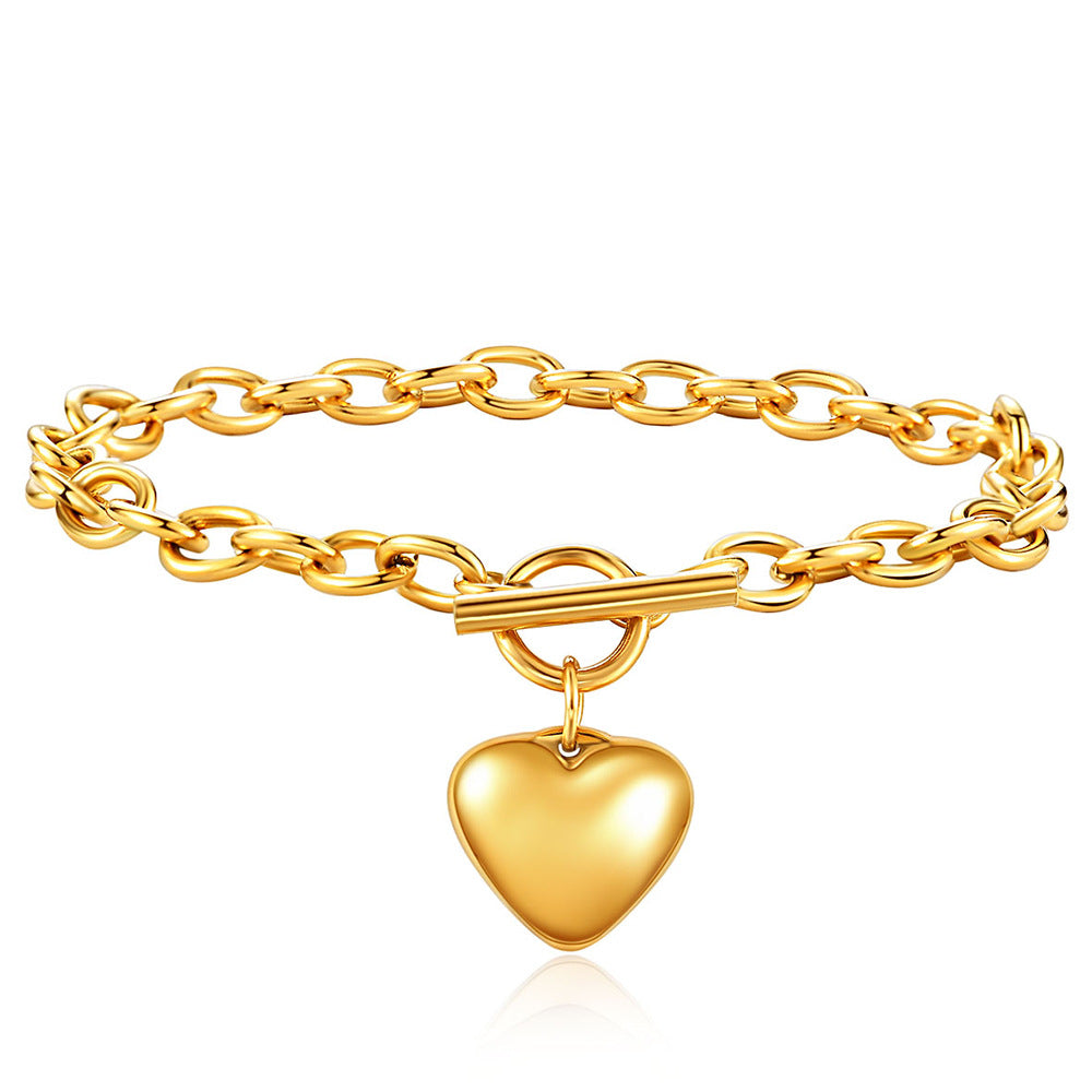 Damen Armband mit herzförmigem Charm und massiven Gliederketten Shop Nory
