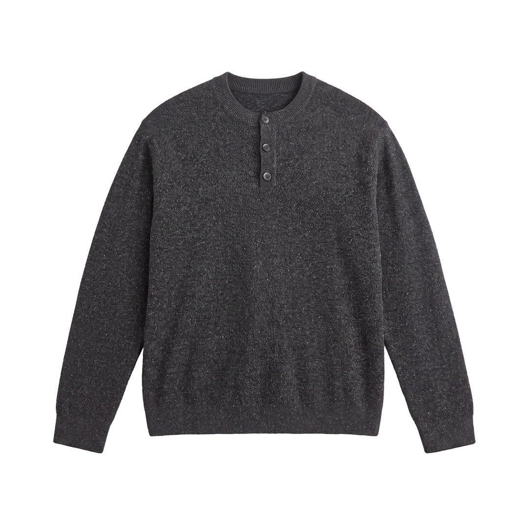Herren Strukturierter Henley‑Strickpullover mit Dreifach‑Knopfleiste Shop Nory