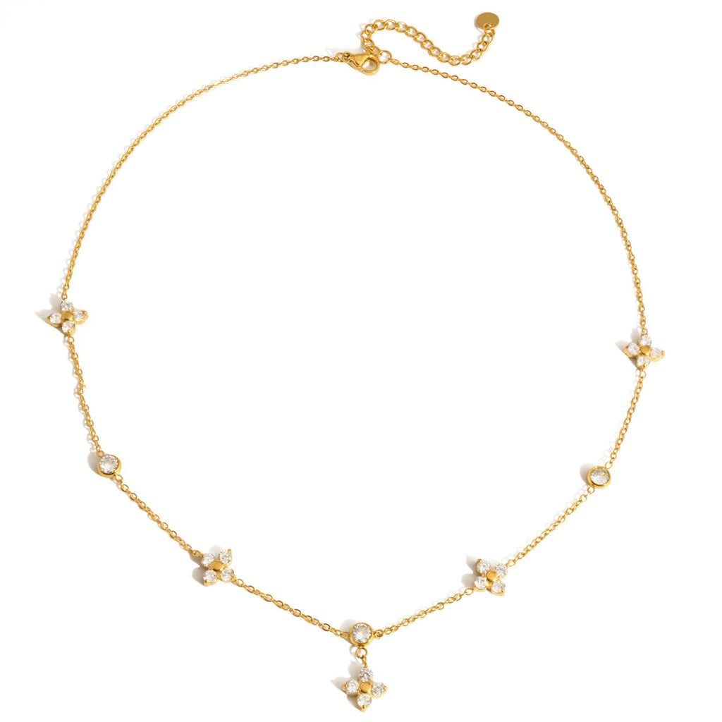 Damen elegante Halskette mit funkelnden Kristallen und verstellbarer Länge Shop Nory