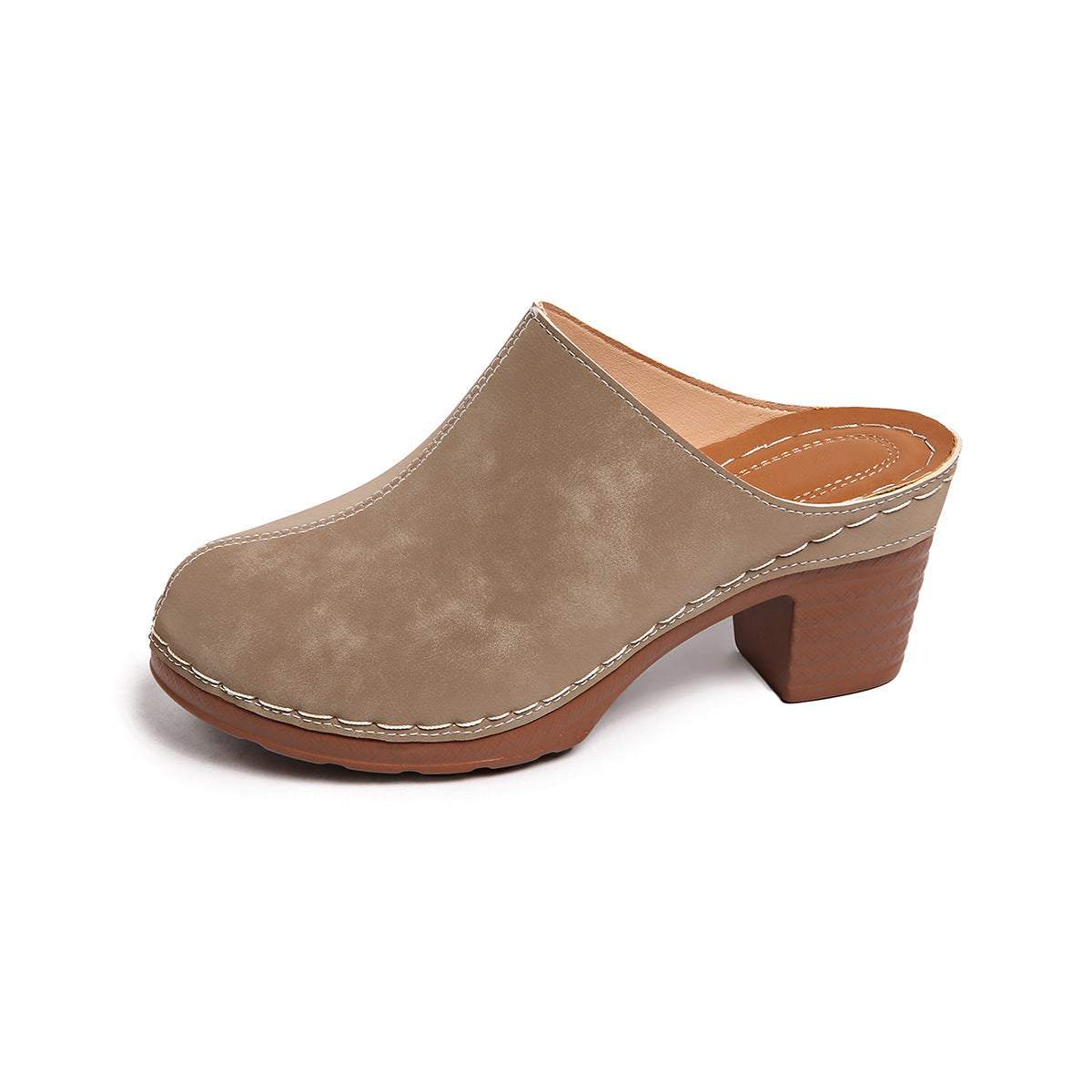 Damen Casual Clogs mit komfortablem Absatz und edlem Wildleder
