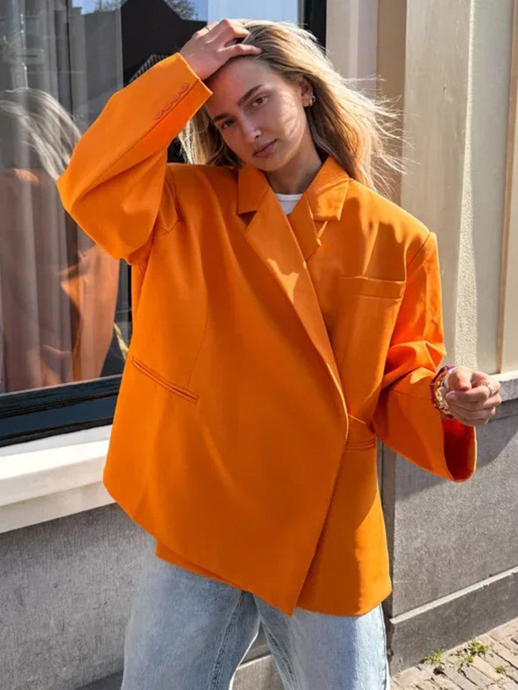 Damen Oversize-Blazer mit kastiger Silhouette, verdeckter Verschluss und Pattentaschen Shop Nory