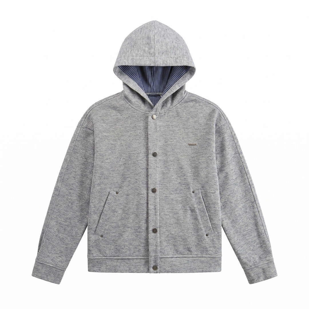 Unisex Kurz geschnittene Boxy-Kapuzenjacke aus Sweat mit Druckknopfblende und Eingrifftaschen Shop Nory