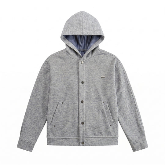 Unisex Kurz geschnittene Boxy-Kapuzenjacke aus Sweat mit Druckknopfblende und Eingrifftaschen Shop Nory