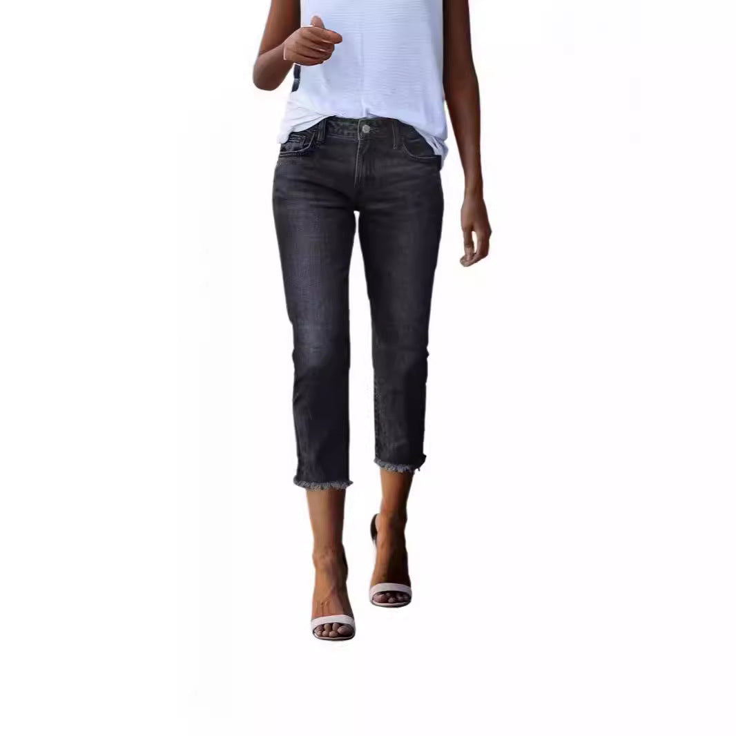 Damen zeitlose Jeans im modernen Schnitt mit cropped Bein