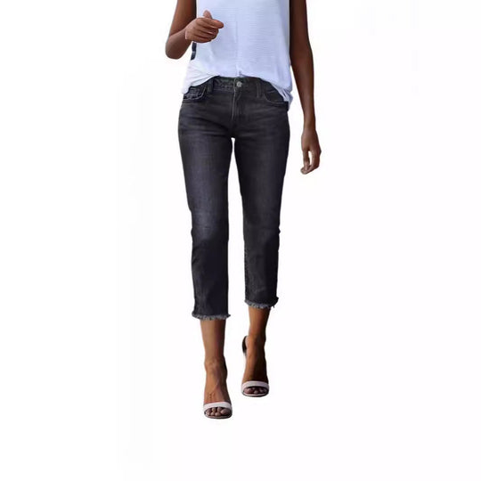 Damen zeitlose Jeans im modernen Schnitt mit cropped Bein