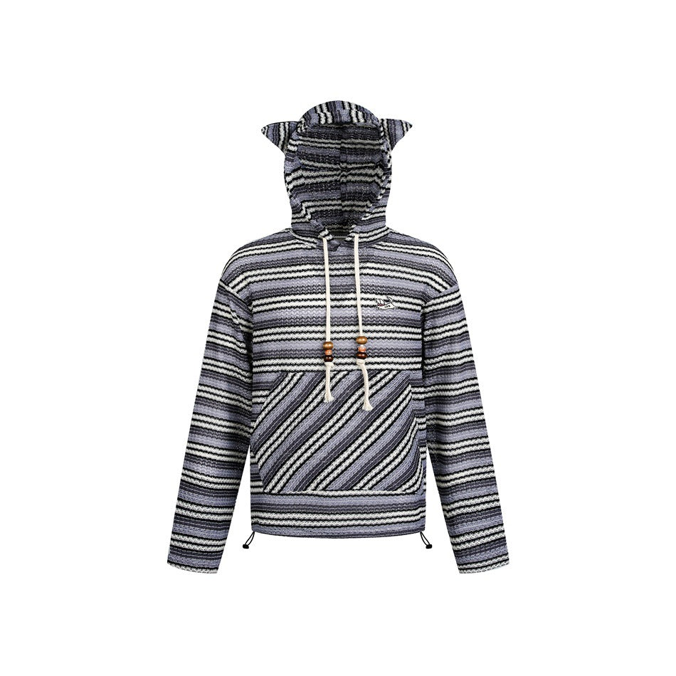 Damen Strick‑Kapuzenpullover mit Katzenohren und Kängurutasche Shop Nory