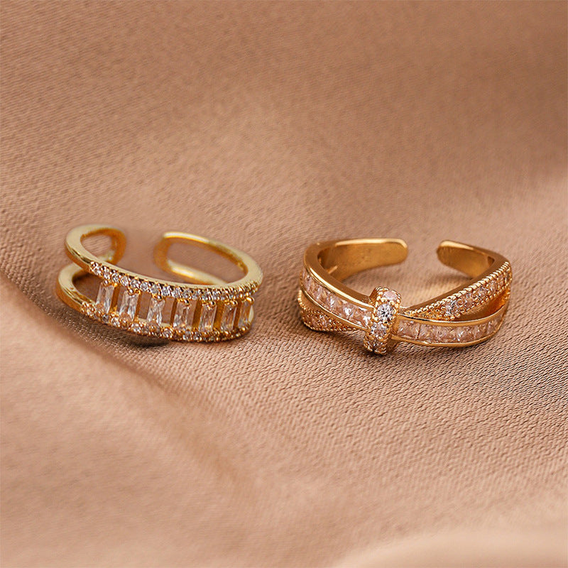 Damen Offener Ring mit funkelndem Kristallbesatz Shop Nory