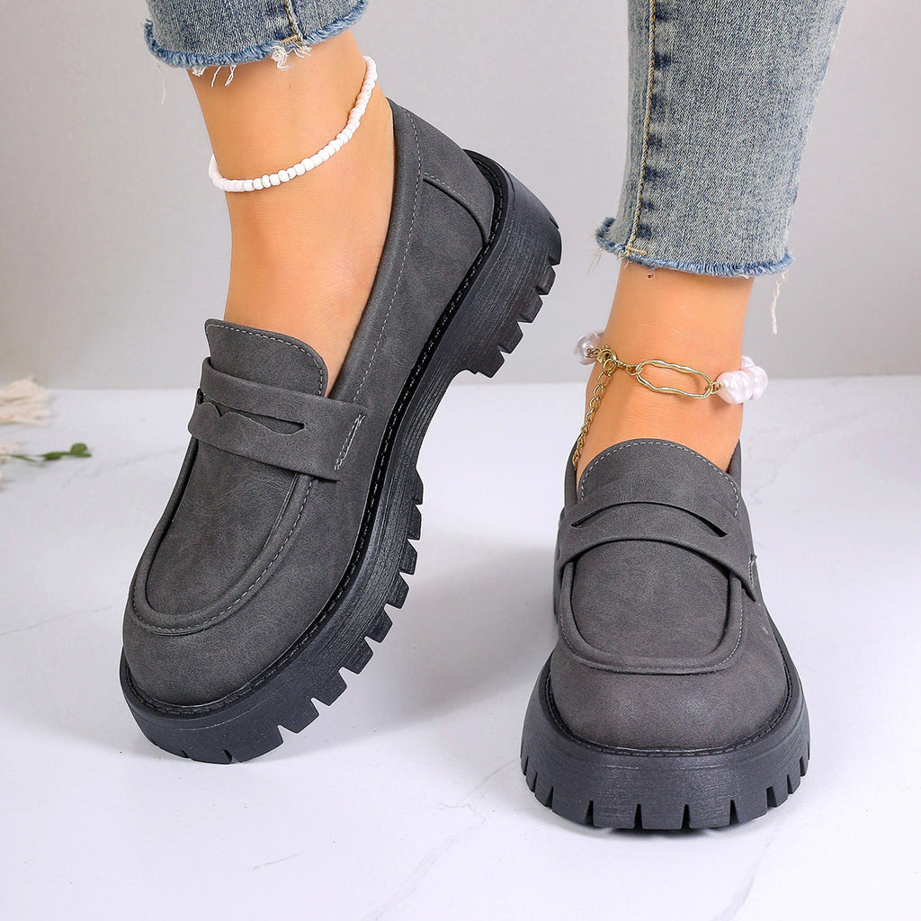 Damen Chunky Loafers mit rutschfester Gummisohle und modischem Obermaterial