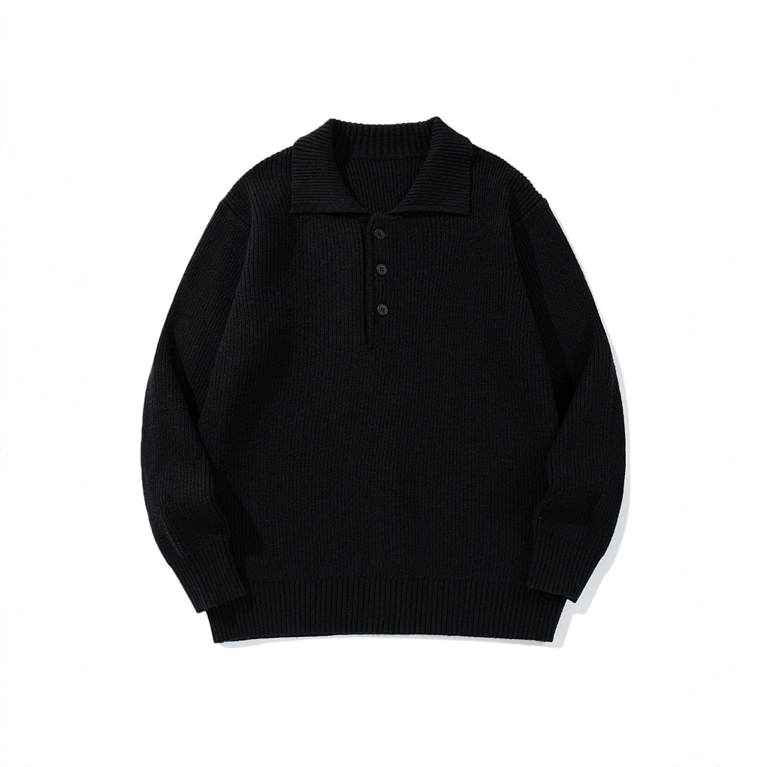 Herren Gerippter Polokragenpullover mit dreifacher Knopfleiste und Relaxed-Fit Shop Nory