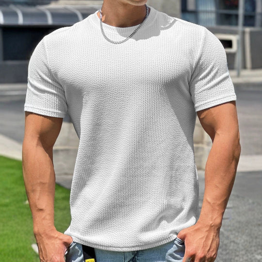 Herren strukturiertes T-Shirt in schlanker Passform mit Rundhalsausschnitt Shop Nory