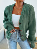 Damen bequeme Strickjacke mit schickem V-Ausschnitt