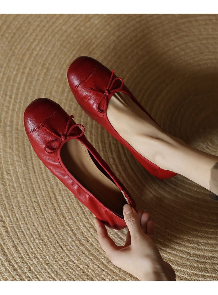 Damen Ballerinas mit elegantem Schleifenakzent aus hochwertigem Leder