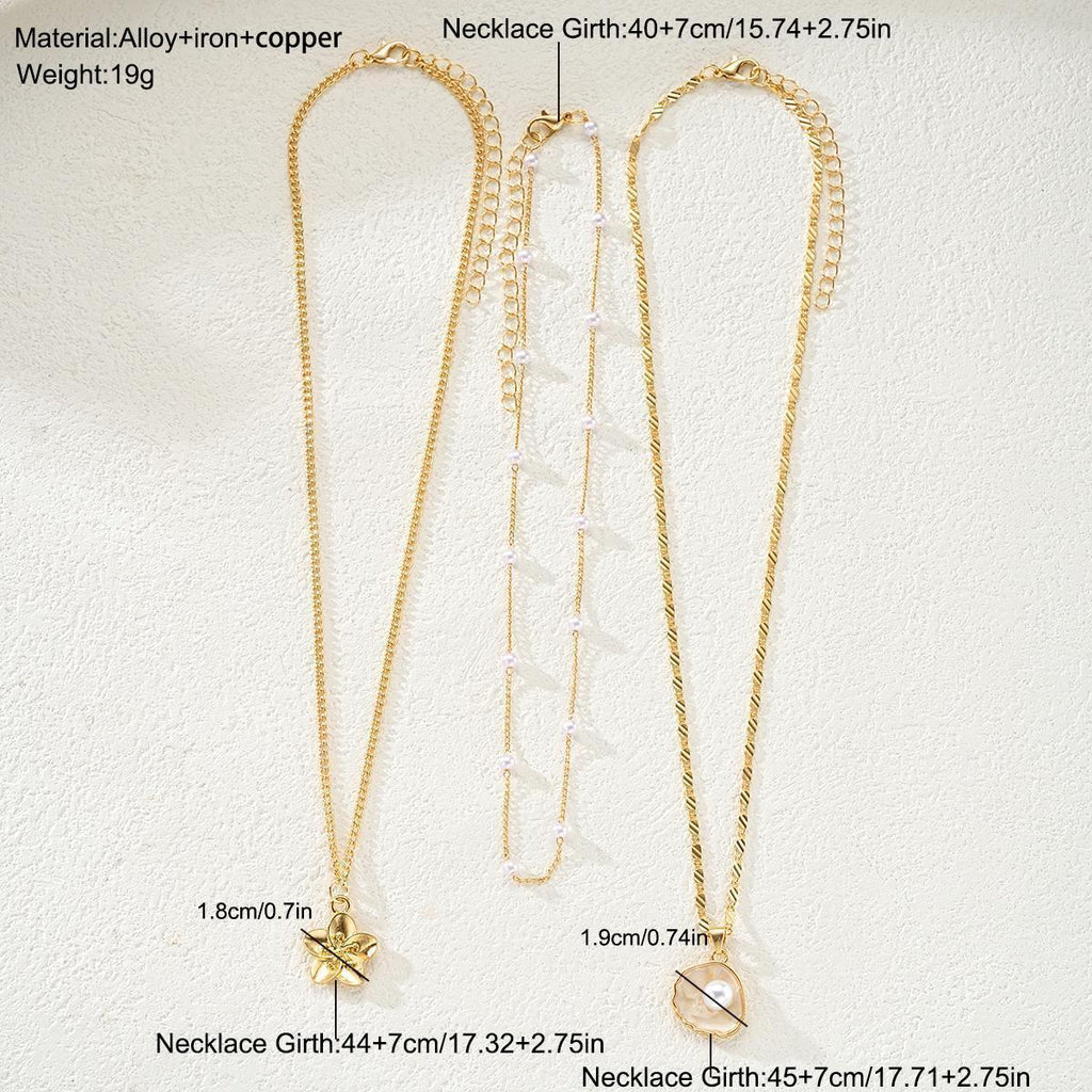 Damen mehrlagige Halskette mit Muschel- und Perlenanhängern Shop Nory