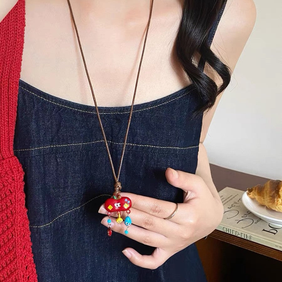 Damen Kette mit kreativem, farbenfrohem Anhänger aus handgefertigten Materialien Shop Nory