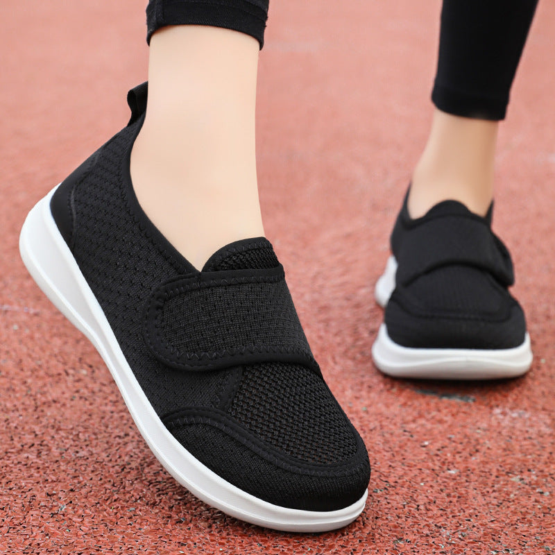 Damen Bequeme Slip-On Sportschuhe mit elastischem Klettverschluss und atmungsaktivem Mesh-Obermaterial Shopnory
