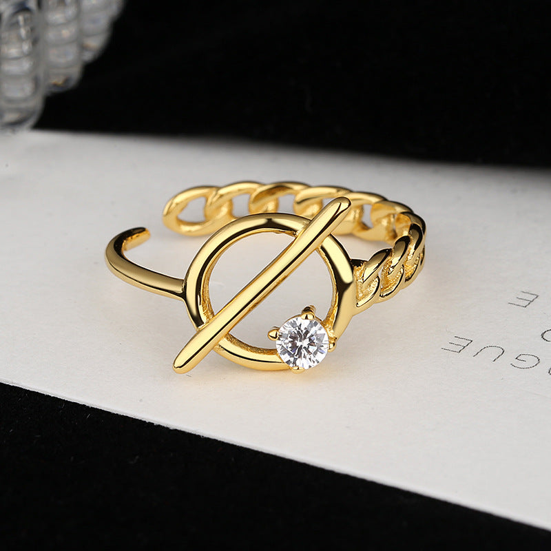 Damen Ring mit modernem Kettendesign und funkelndem Zirkonia Shop Nory