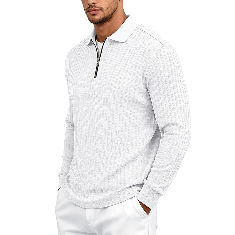 Herren Feinstrick-Polotroyer mit verdecktem Halbzip und Zopfstruktur Shop Nory