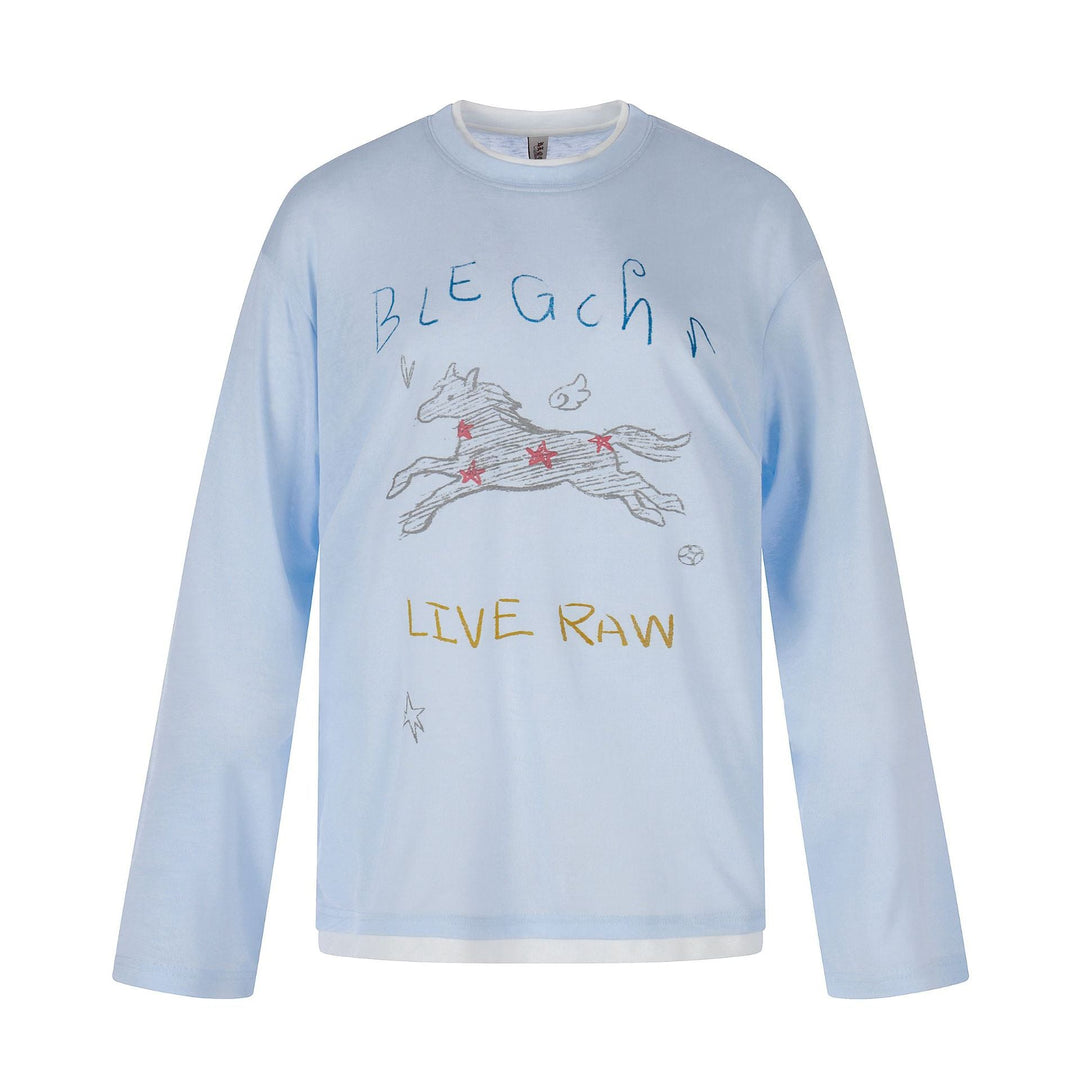 Damen Langarmshirt mit illustrativem Pferde‑Print und Lagenoptik Shop Nory