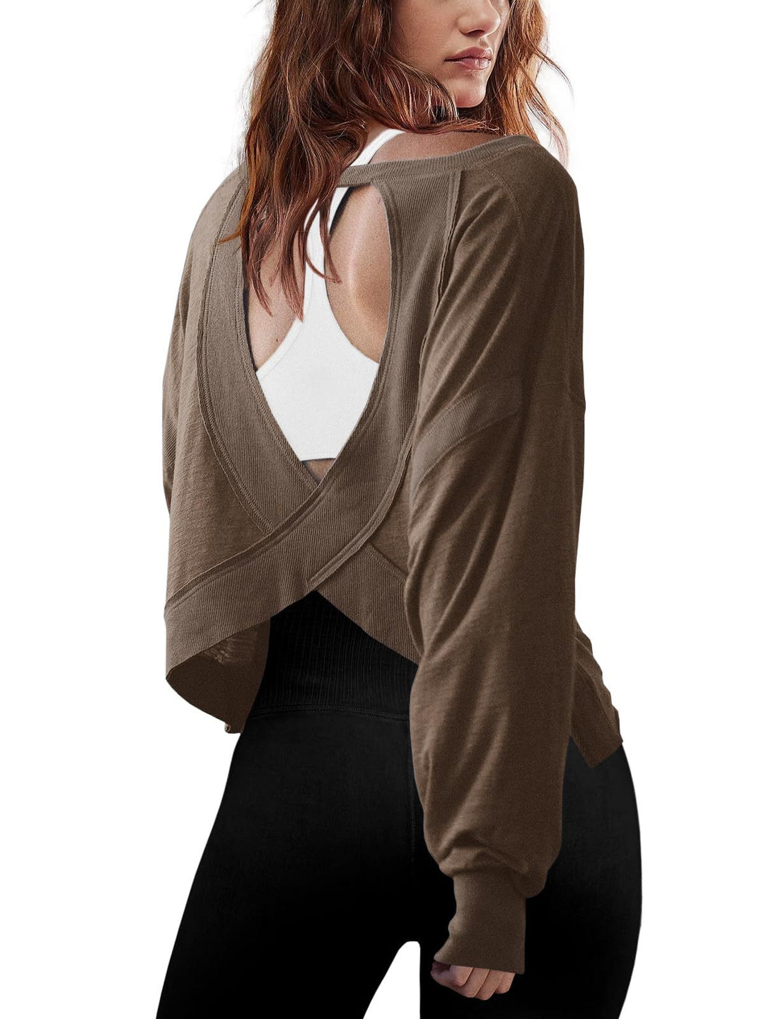 Damen Cropped-Sweatshirt mit überkreuztem Cut-Out-Rücken und rohen Saumkanten Shop Nory