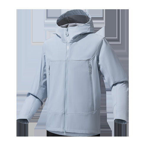 Herren Softshell‑Kapuzenjacke mit Stretch, wind- und wasserabweisender Membran und Zwei‑Wege‑Reißverschluss Shop Nory